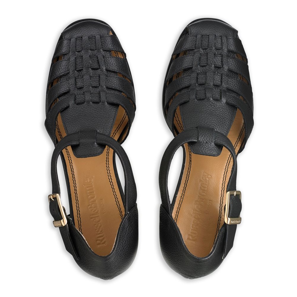 Russell & Bromley Amalfi Fisherman Block Sandaler Klack Dam Svarta | IQCJX-0426