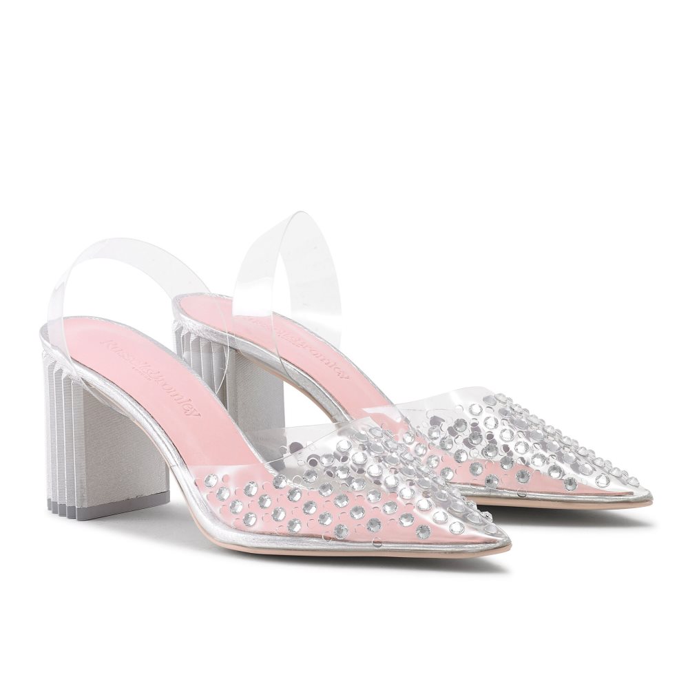 Russell & Bromley Aphrodite Embellished Court Sandaler Klack Dam Rosa Silver | NQXFD-8716