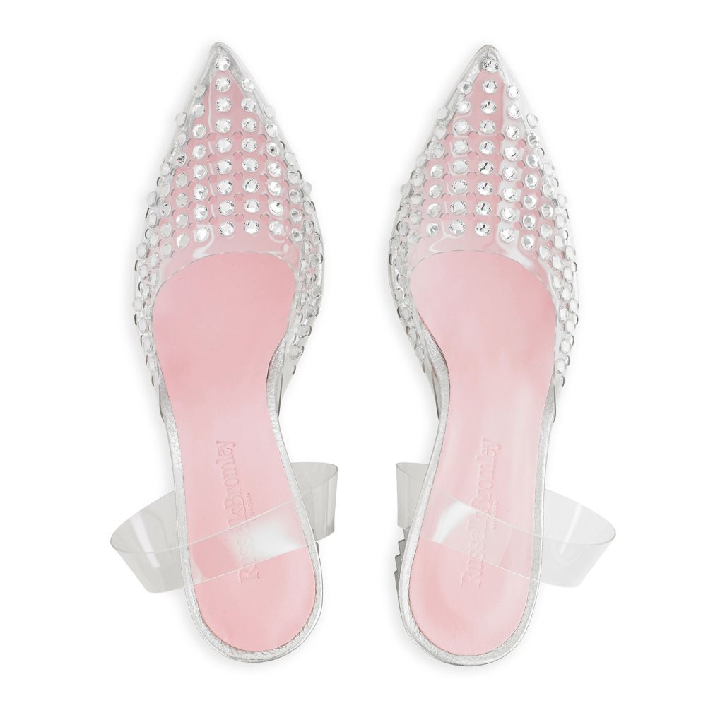 Russell & Bromley Aphrodite Embellished Court Sandaler Klack Dam Rosa Silver | NQXFD-8716