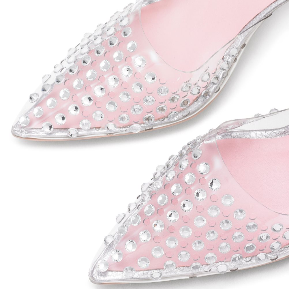 Russell & Bromley Aphrodite Embellished Court Sandaler Klack Dam Rosa Silver | NQXFD-8716