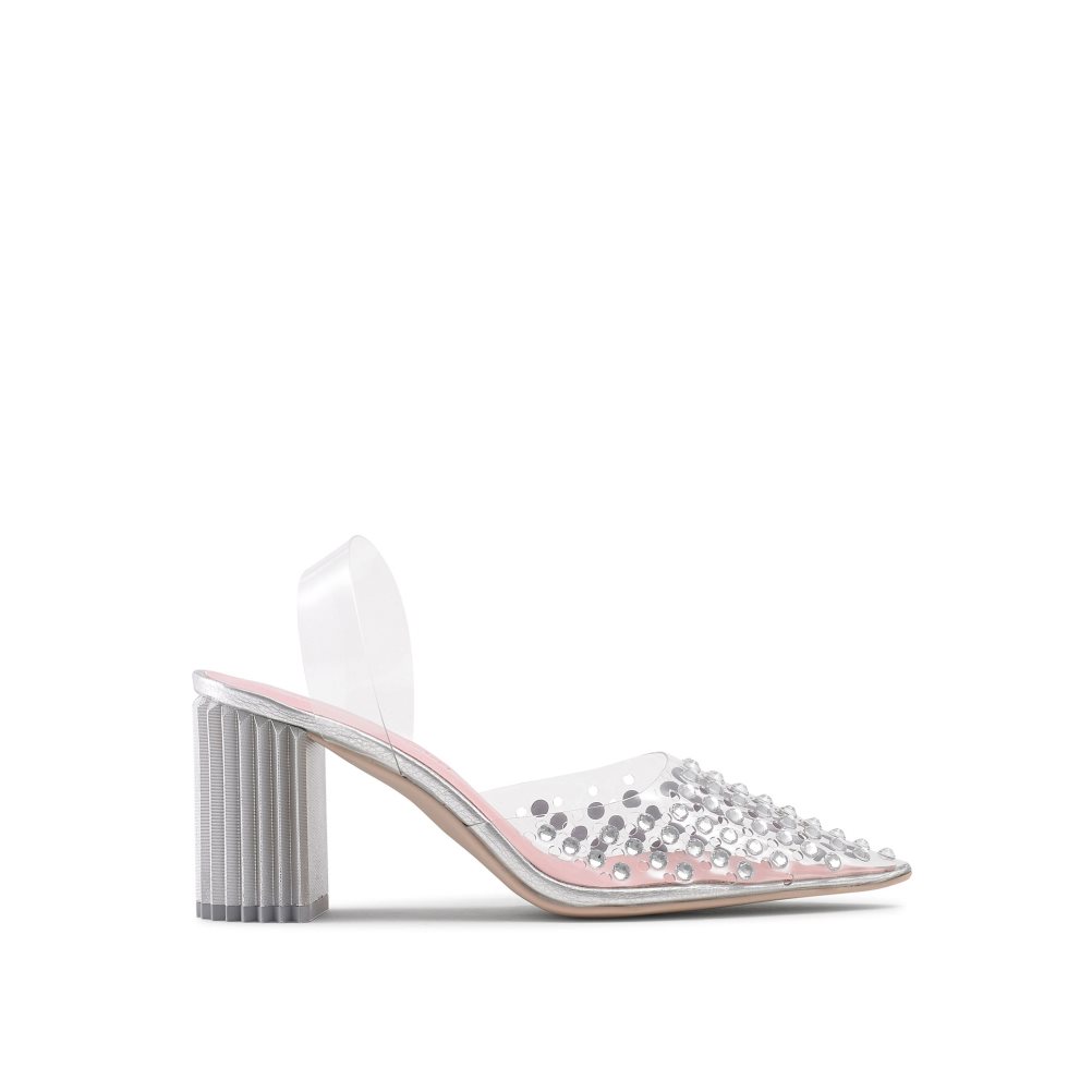 Russell & Bromley Aphrodite Embellished Court Sandaler Klack Dam Rosa Silver | NQXFD-8716