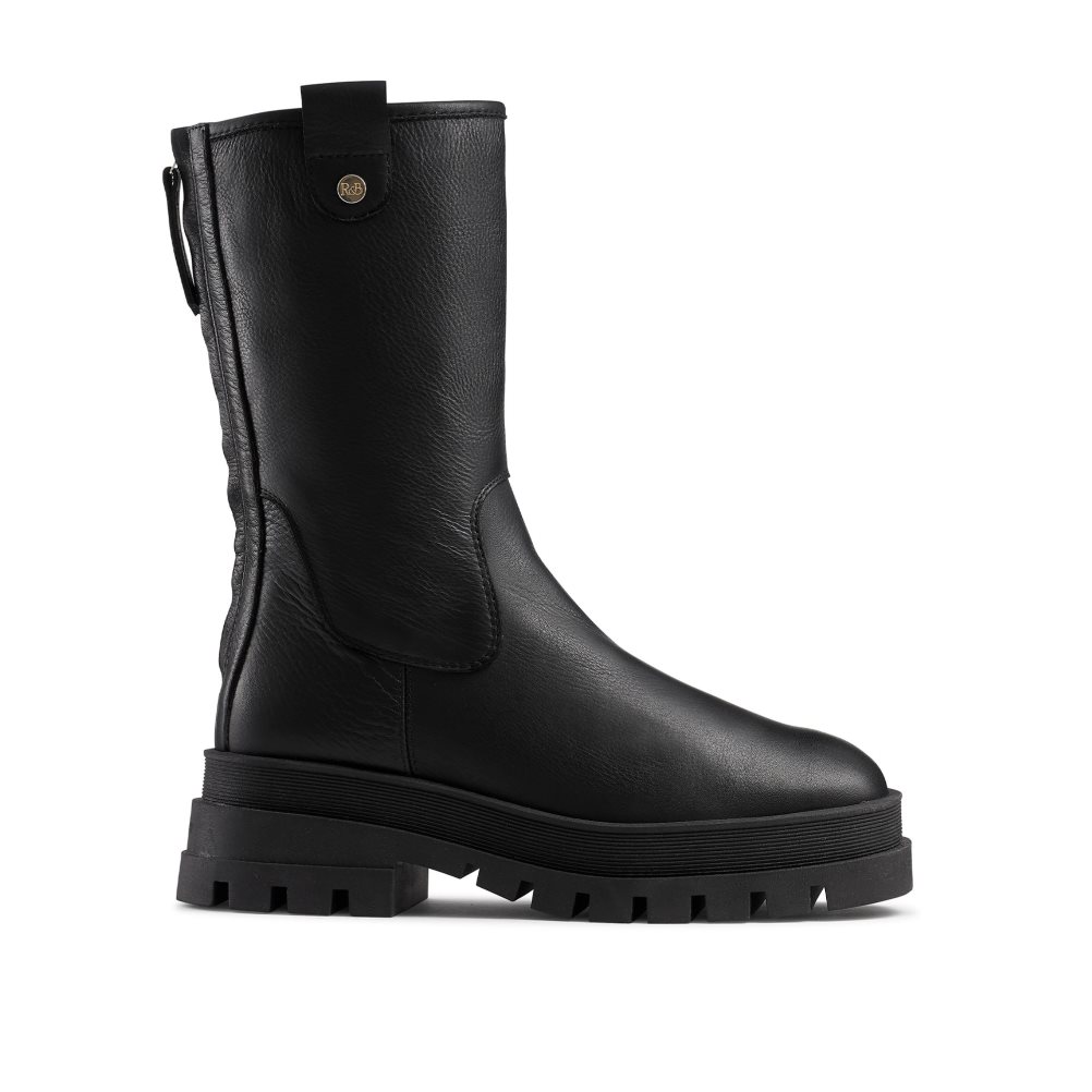 Russell & Bromley Arbets It Zip Back Worker Ankelboots Dam Svarta | SWKNJ-1495