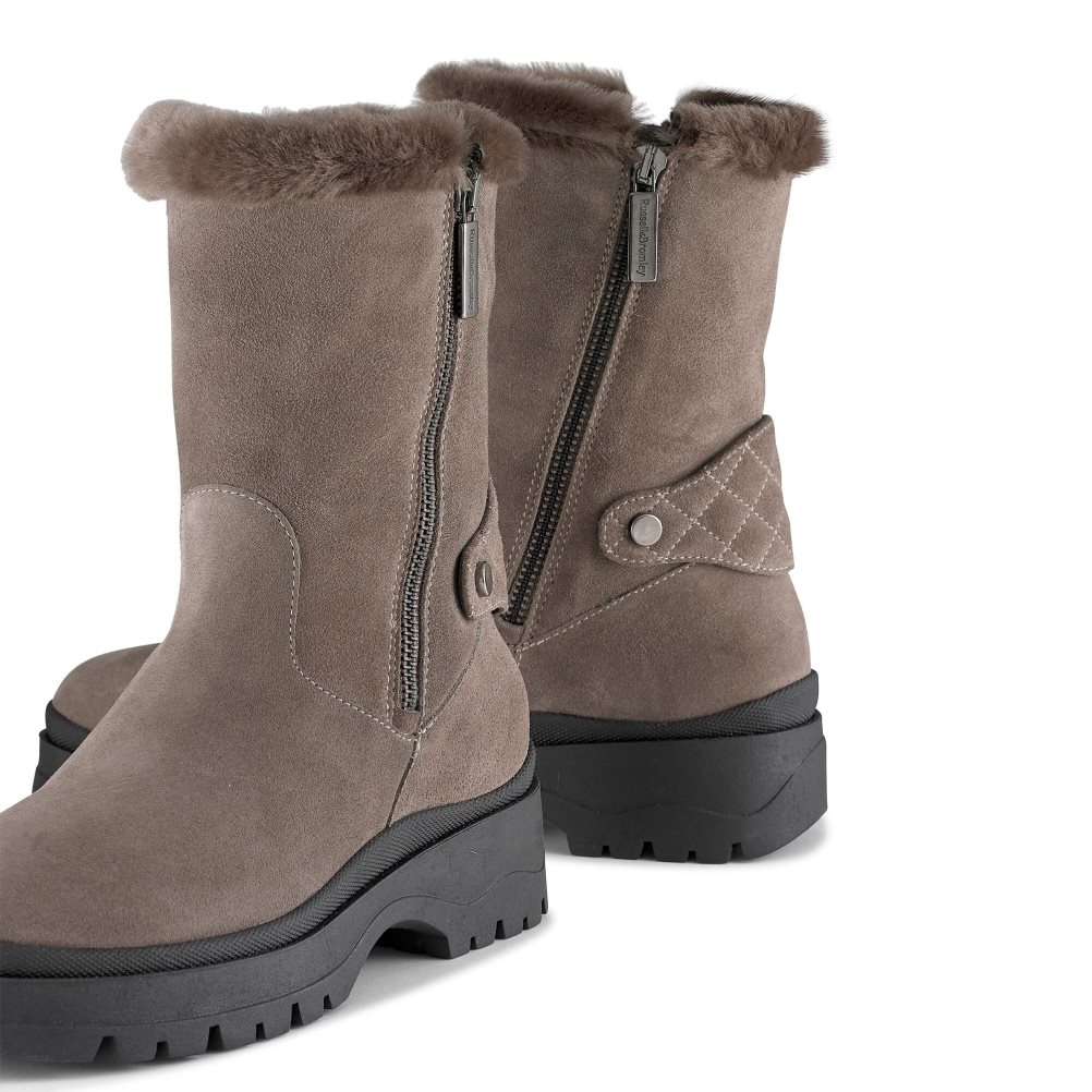 Russell & Bromley Arctic Shearling Fodrade Stomper Ankelboots Dam Bruna | ZQVAH-6027