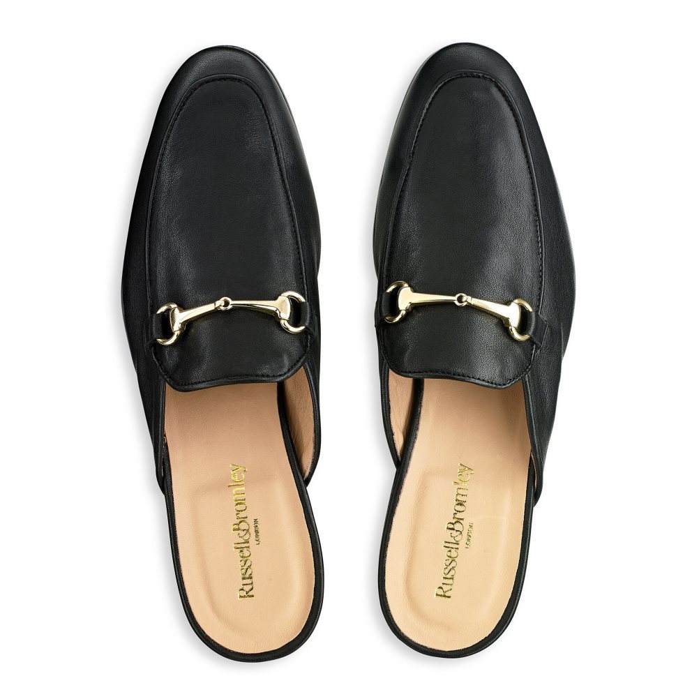 Russell & Bromley Backless Loafers Herr Svarta | ZXCGS-8476