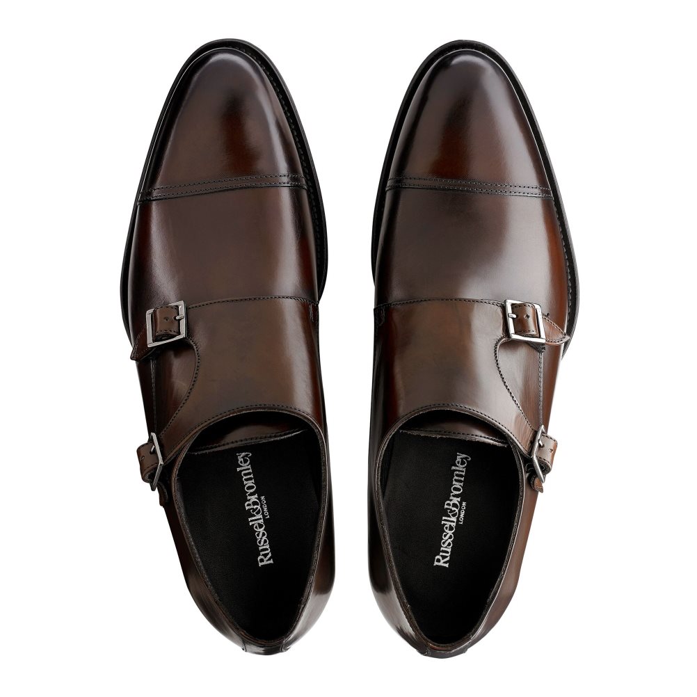 Russell & Bromley Birch Double Spännen Monk Formella Skor Herr Mörkbruna | HNIOB-4705