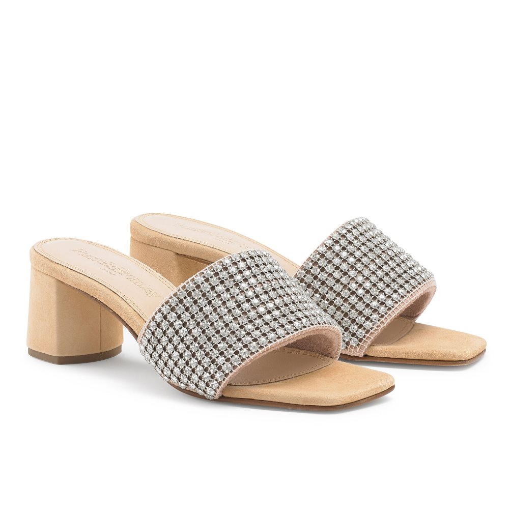Russell & Bromley Blingbloc Diamante Block Mules Skor Dam Silver | KUIEN-0987