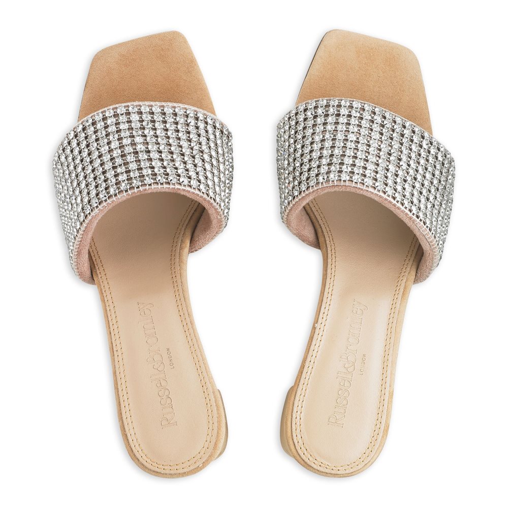 Russell & Bromley Blingbloc Diamante Block Mules Skor Dam Silver | KUIEN-0987