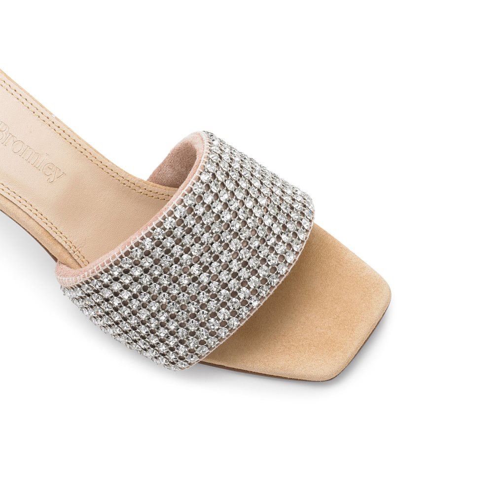 Russell & Bromley Blingbloc Diamante Block Mules Skor Dam Silver | KUIEN-0987