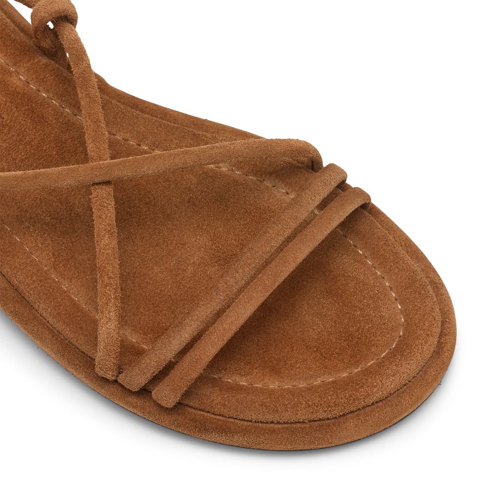 Russell & Bromley Boho Ankle Tie Platta Sandaler Dam Bruna | EQLYW-2698