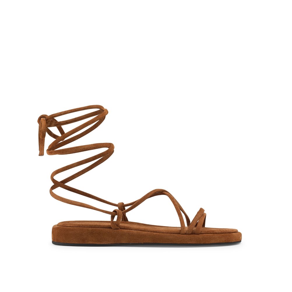 Russell & Bromley Boho Ankle Tie Platta Sandaler Dam Bruna | EQLYW-2698
