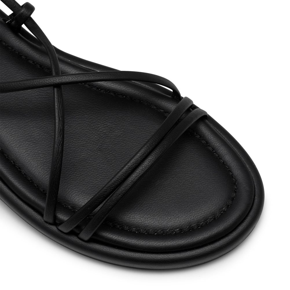 Russell & Bromley Boho Ankle Tie Platta Sandaler Dam Svarta | TPXIW-1426