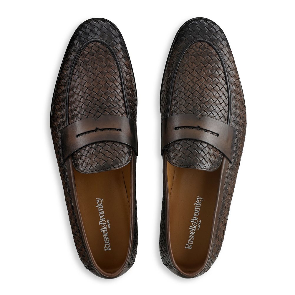 Russell & Bromley Bologna Weave Formella Skor Herr Choklad | IOEZN-2875