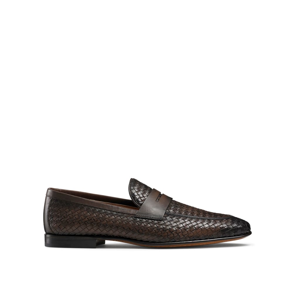 Russell & Bromley Bologna Weave Formella Skor Herr Choklad | IOEZN-2875