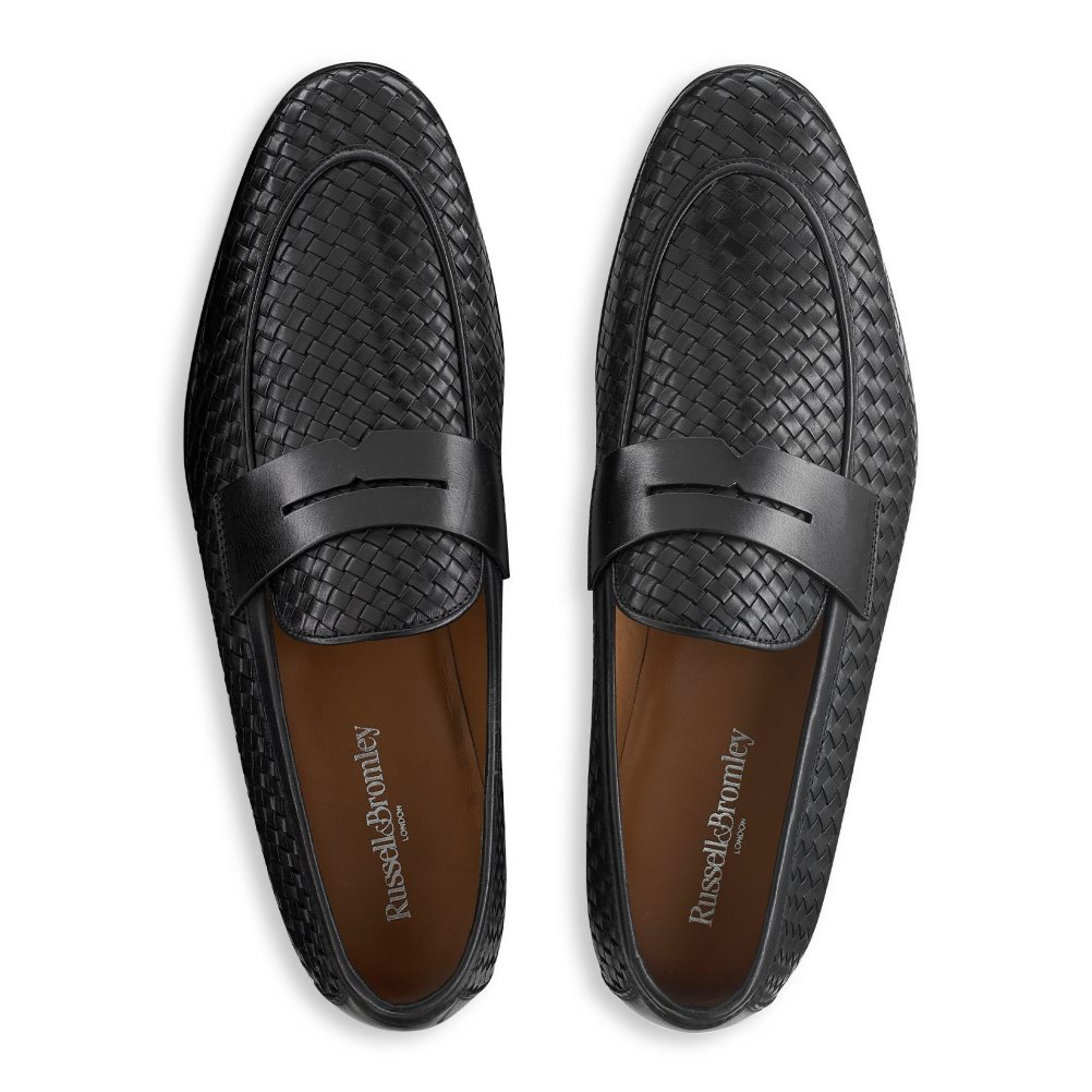 Russell & Bromley Bologna Weave Formella Skor Herr Svarta | RXNLU-6107
