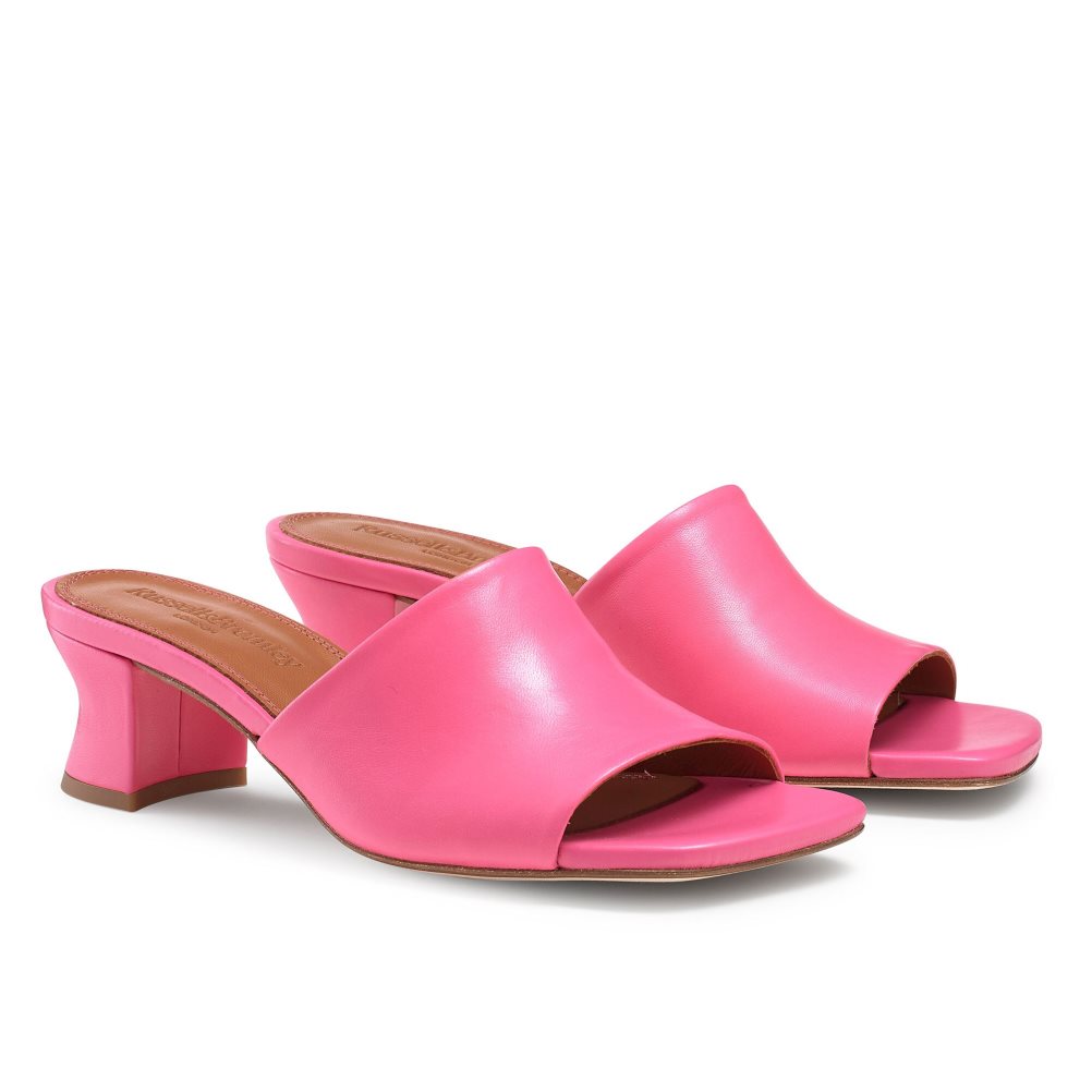 Russell & Bromley Bon Bon Mid Block Mules Skor Dam Rosa | ICNGX-6208