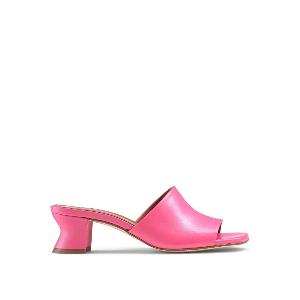 Russell & Bromley Bon Bon Mid Block Mules Skor Dam Rosa | ICNGX-6208