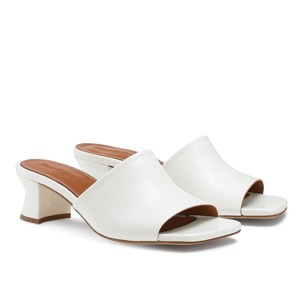 Russell & Bromley Bon Bon Mid Block Mules Skor Dam Vita | LZIWS-8297