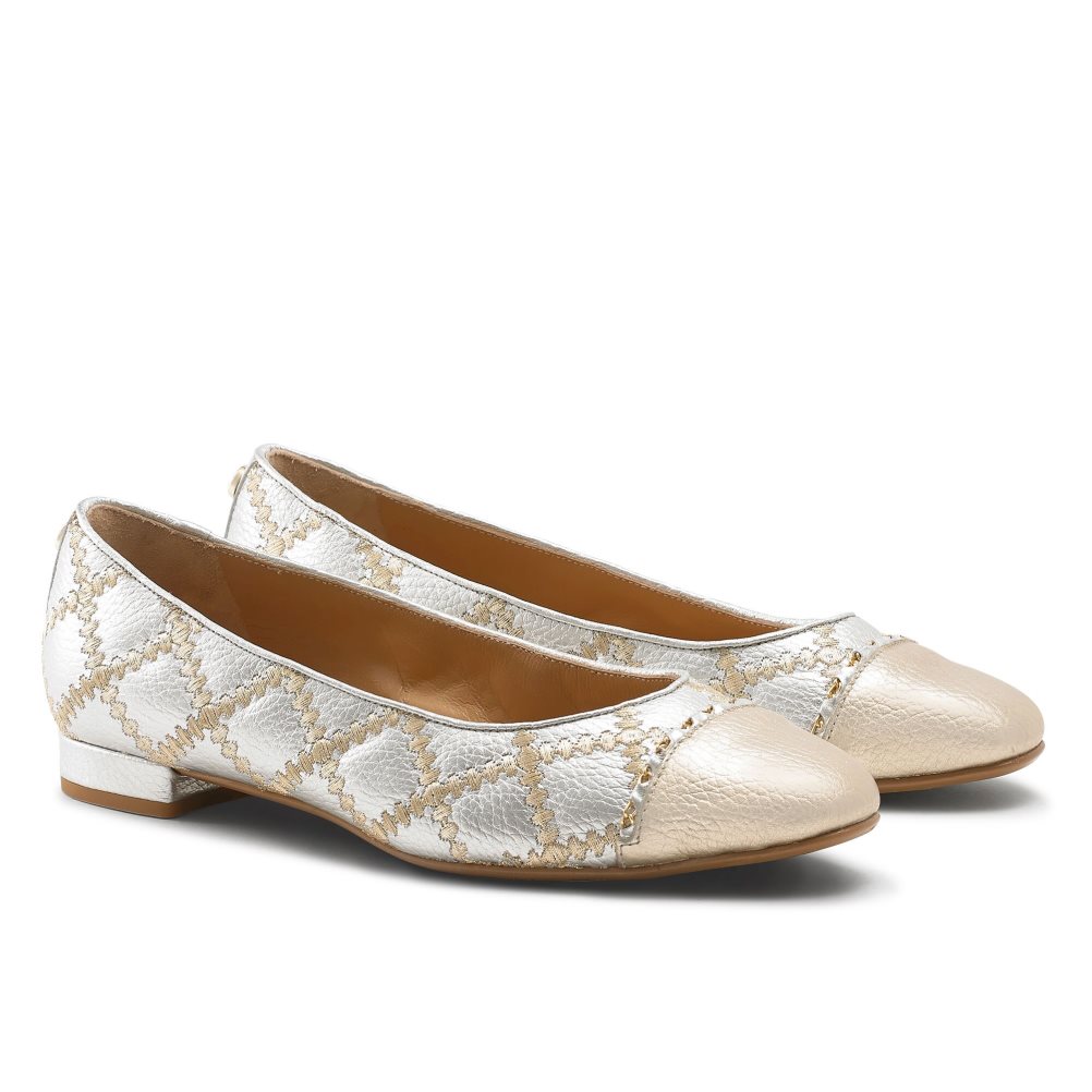 Russell & Bromley Boulevard2 Ballerina Dam Silver Guld | APUZE-4713
