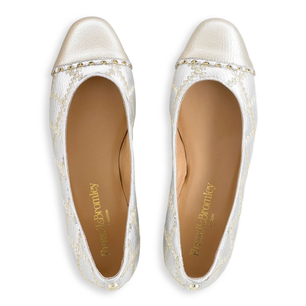 Russell & Bromley Boulevard2 Ballerina Dam Silver Guld | APUZE-4713