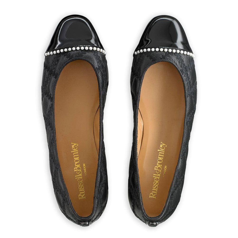 Russell & Bromley Boulevard Pearl Ballerina Dam Svarta | NKRUG-3609