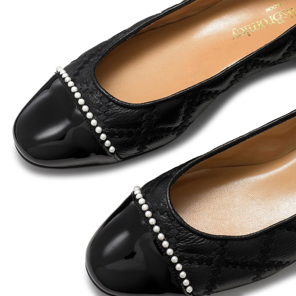 Russell & Bromley Boulevard Pearl Ballerina Dam Svarta | NKRUG-3609