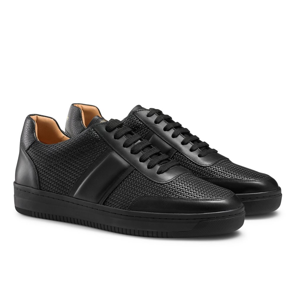 Russell & Bromley Bowery Oxford Spets Sneakers Herr Svarta | HZRBP-2015