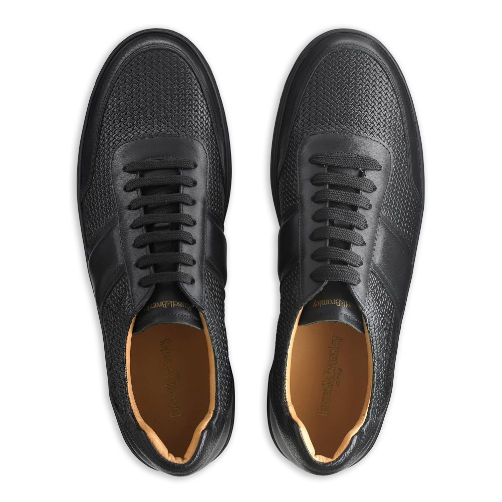 Russell & Bromley Bowery Oxford Spets Sneakers Herr Svarta | HZRBP-2015