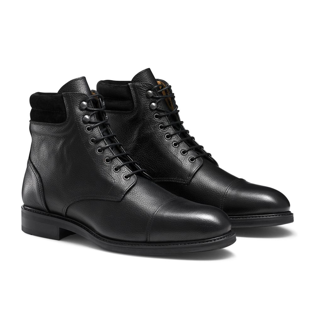 Russell & Bromley Brigade 6 Eyelet Spets Up Ankelboots Herr Svarta | ZSCDK-7635