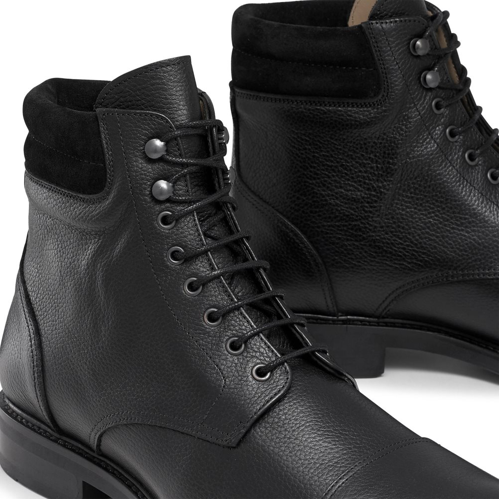Russell & Bromley Brigade 6 Eyelet Spets Up Ankelboots Herr Svarta | ZSCDK-7635