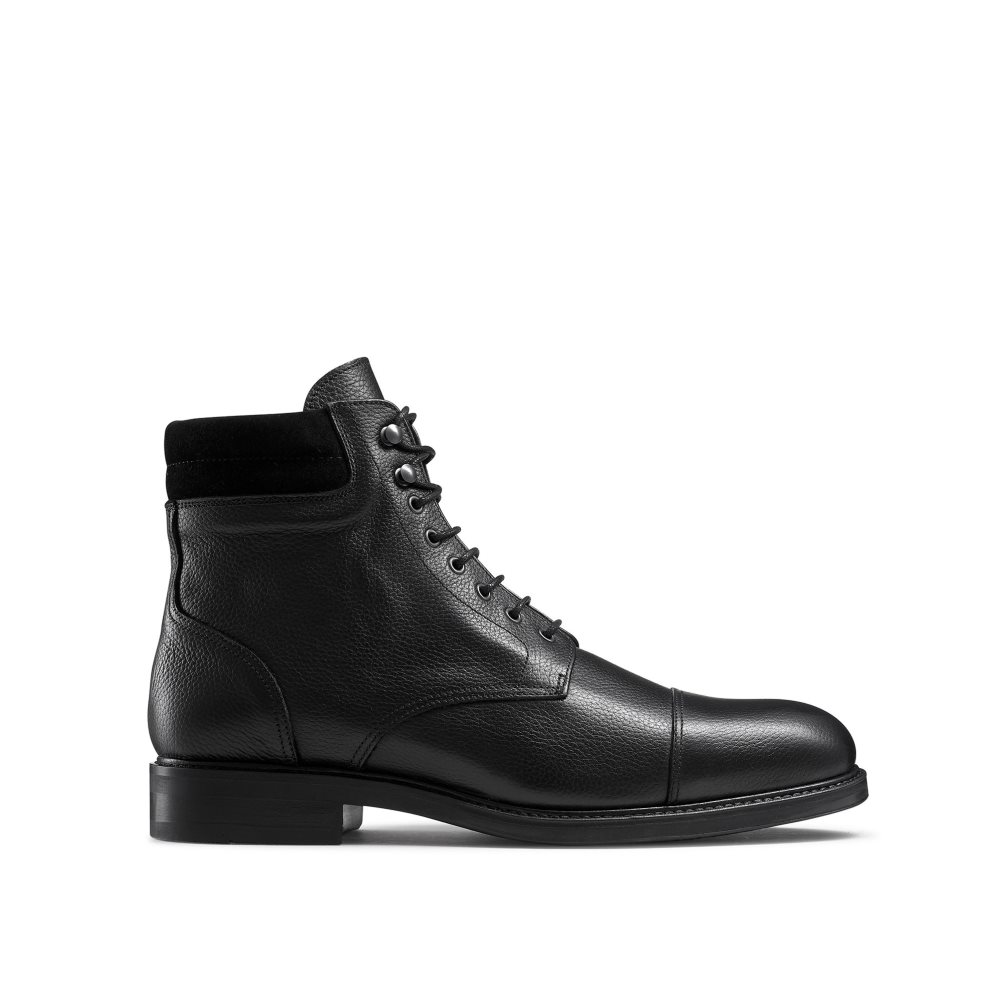 Russell & Bromley Brigade 6 Eyelet Spets Up Ankelboots Herr Svarta | ZSCDK-7635
