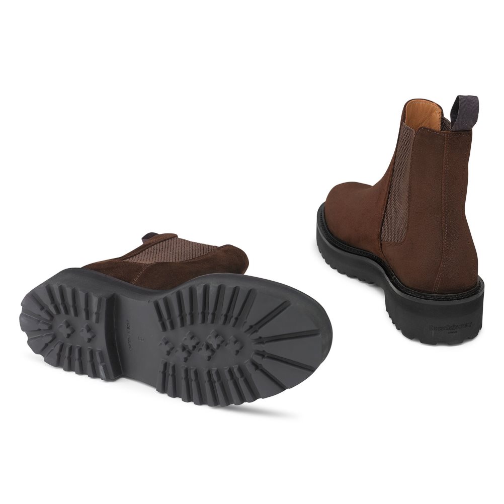 Russell & Bromley Bruton Klädd Sole Chelsea Stövlar Herr Mörkbruna | FIOEW-1375