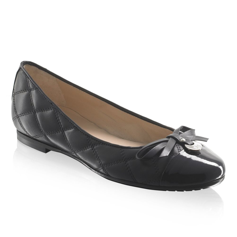 Russell & Bromley Charming Quilted Ballerina Dam Svarta | FPVOH-2810