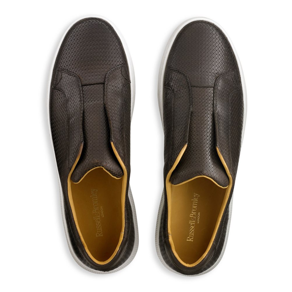 Russell & Bromley Clearway M Woven Laceless Sneakers Herr Choklad | OIJRS-8451
