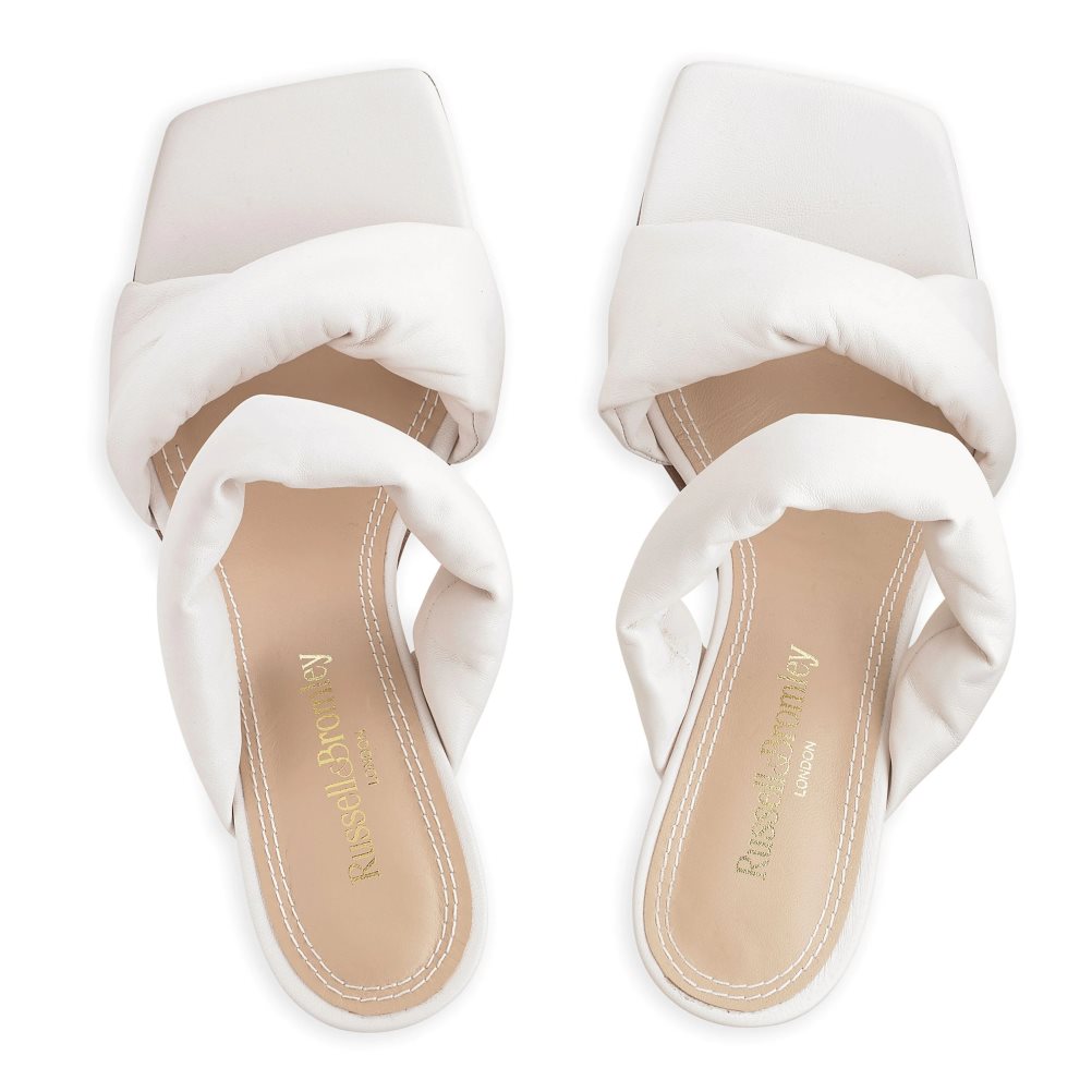 Russell & Bromley Cocktail Puff Rem Mules Skor Dam Vita | AILUV-9673