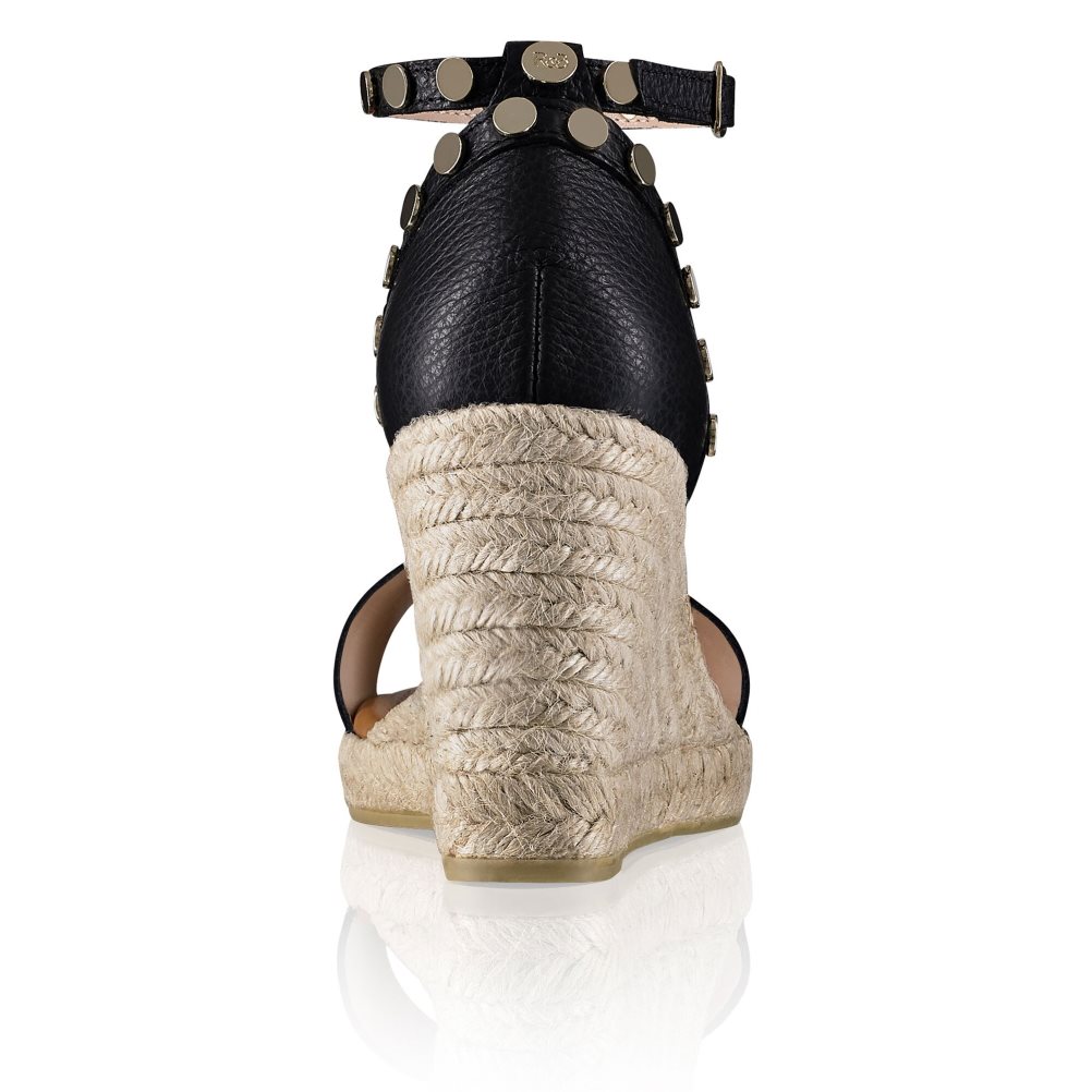 Russell & Bromley Coin Spin Stud Espadrille Kilklack Dam Svarta | EFNKS-3196