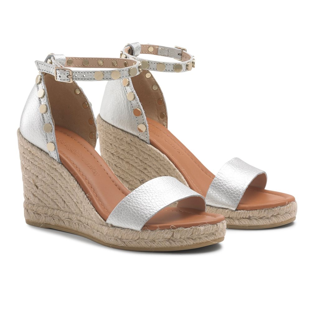 Russell & Bromley Coin Spin Stud Espadrille Kilklack Dam Silver | MIBOE-7506