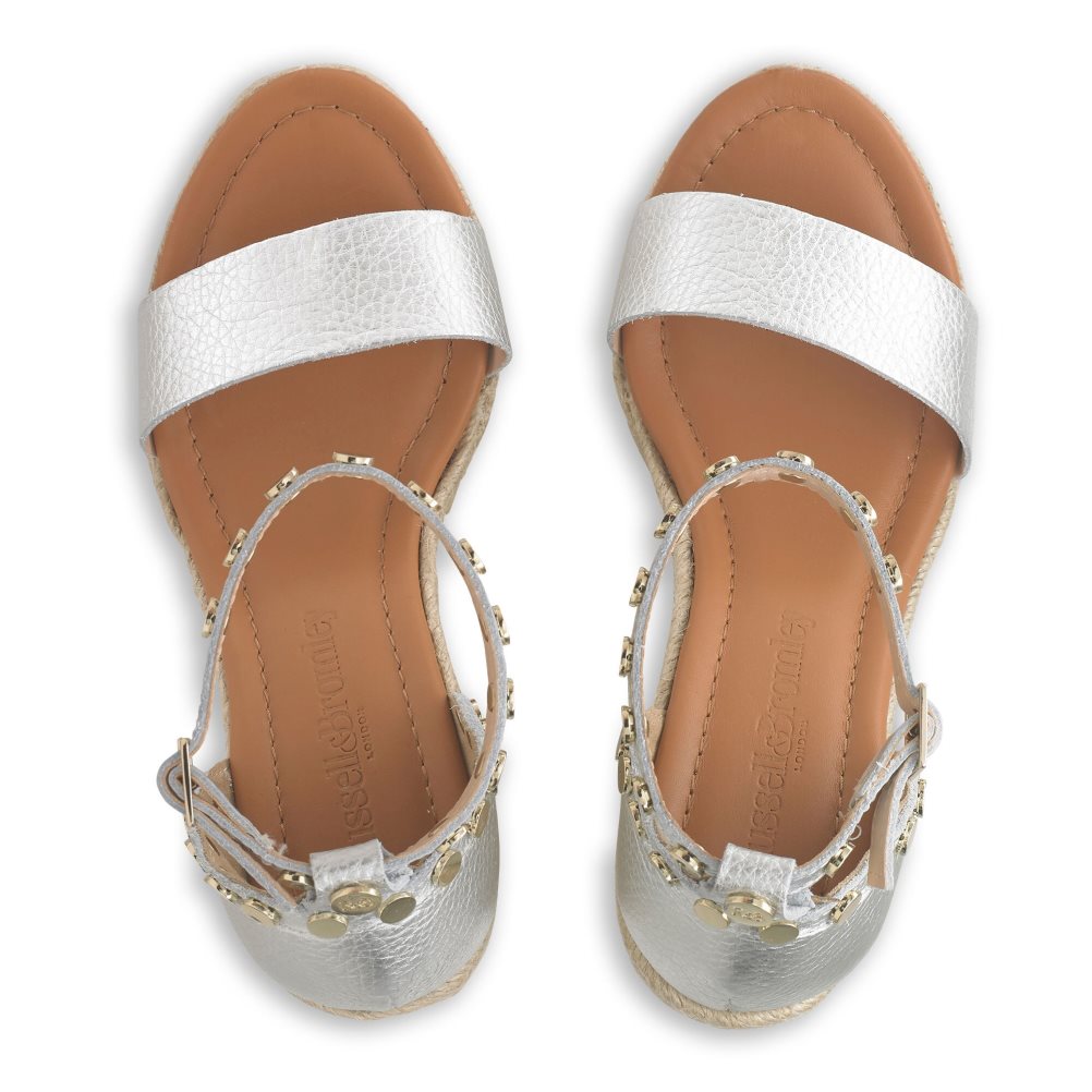 Russell & Bromley Coin Spin Stud Espadrille Kilklack Dam Silver | MIBOE-7506