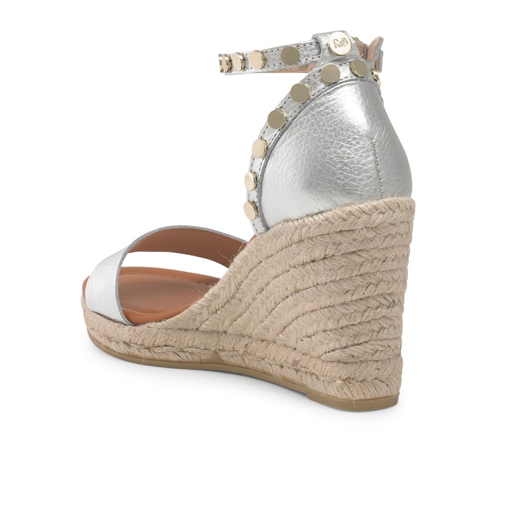 Russell & Bromley Coin Spin Stud Espadrille Kilklack Dam Silver | MIBOE-7506