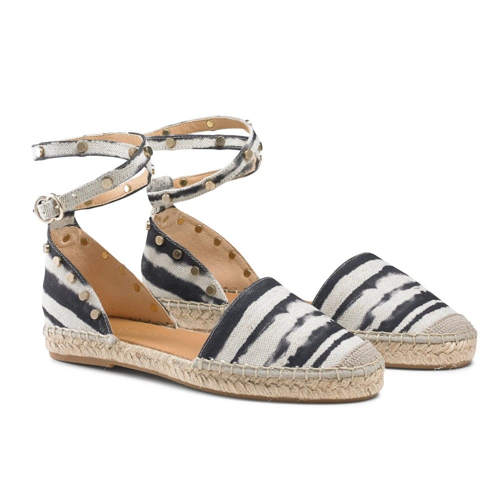Russell & Bromley Coin Wrap Ankle Wrap Platta Sandaler Dam Vita Svarta | BICGJ-8270