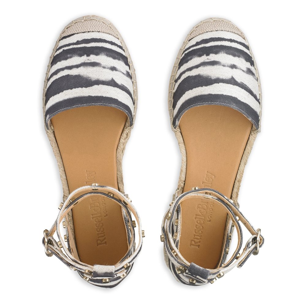 Russell & Bromley Coin Wrap Ankle Wrap Platta Sandaler Dam Vita Svarta | BICGJ-8270