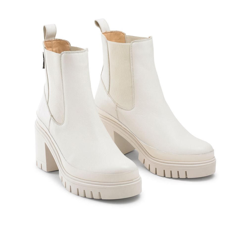Russell & Bromley Company Hi Klackar Combat Chelsea Stövlar Dam Vita | VUHFZ-8362