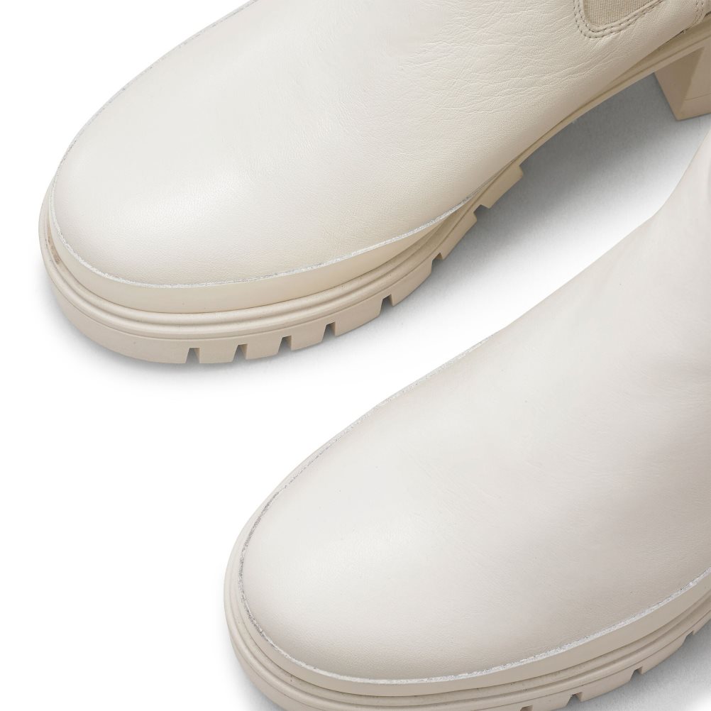 Russell & Bromley Company Hi Klackar Combat Chelsea Stövlar Dam Vita | VUHFZ-8362
