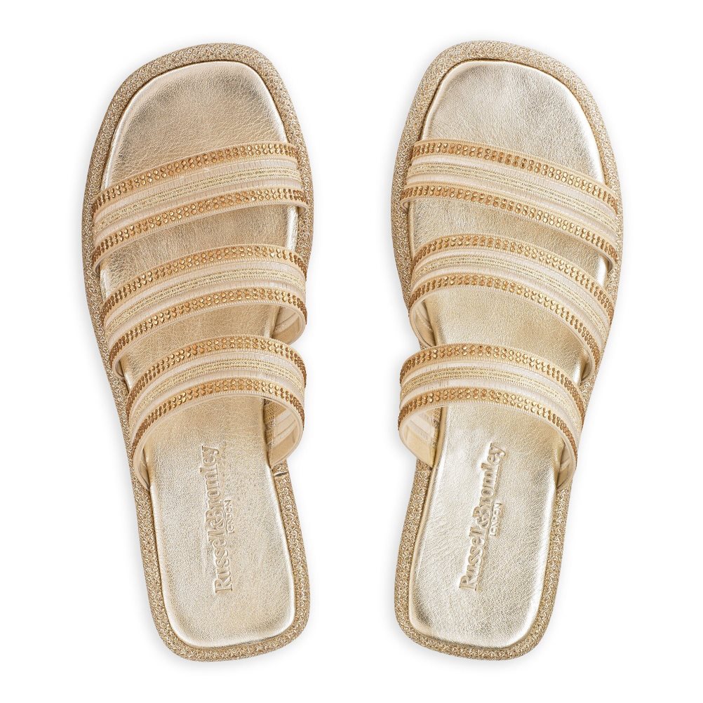 Russell & Bromley Cosmical Embellished Platta Sandaler Dam Guld | AUFPT-3856