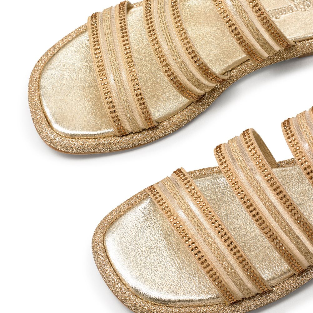 Russell & Bromley Cosmical Embellished Platta Sandaler Dam Guld | AUFPT-3856