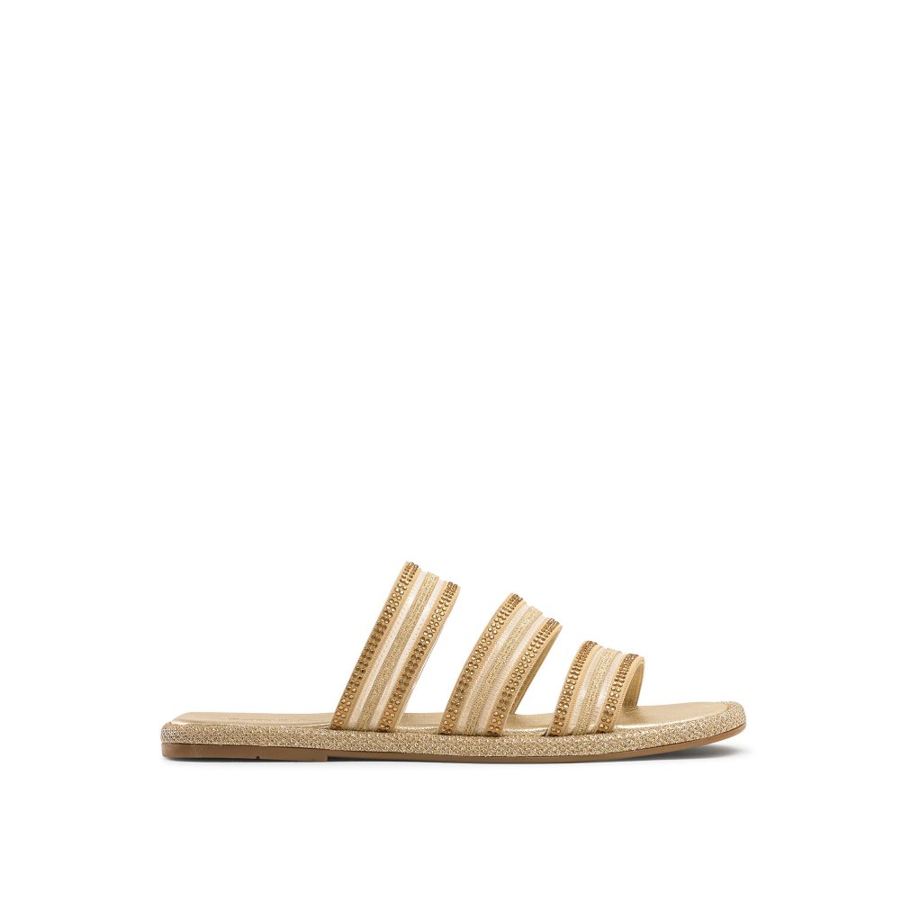 Russell & Bromley Cosmical Embellished Platta Sandaler Dam Guld | AUFPT-3856