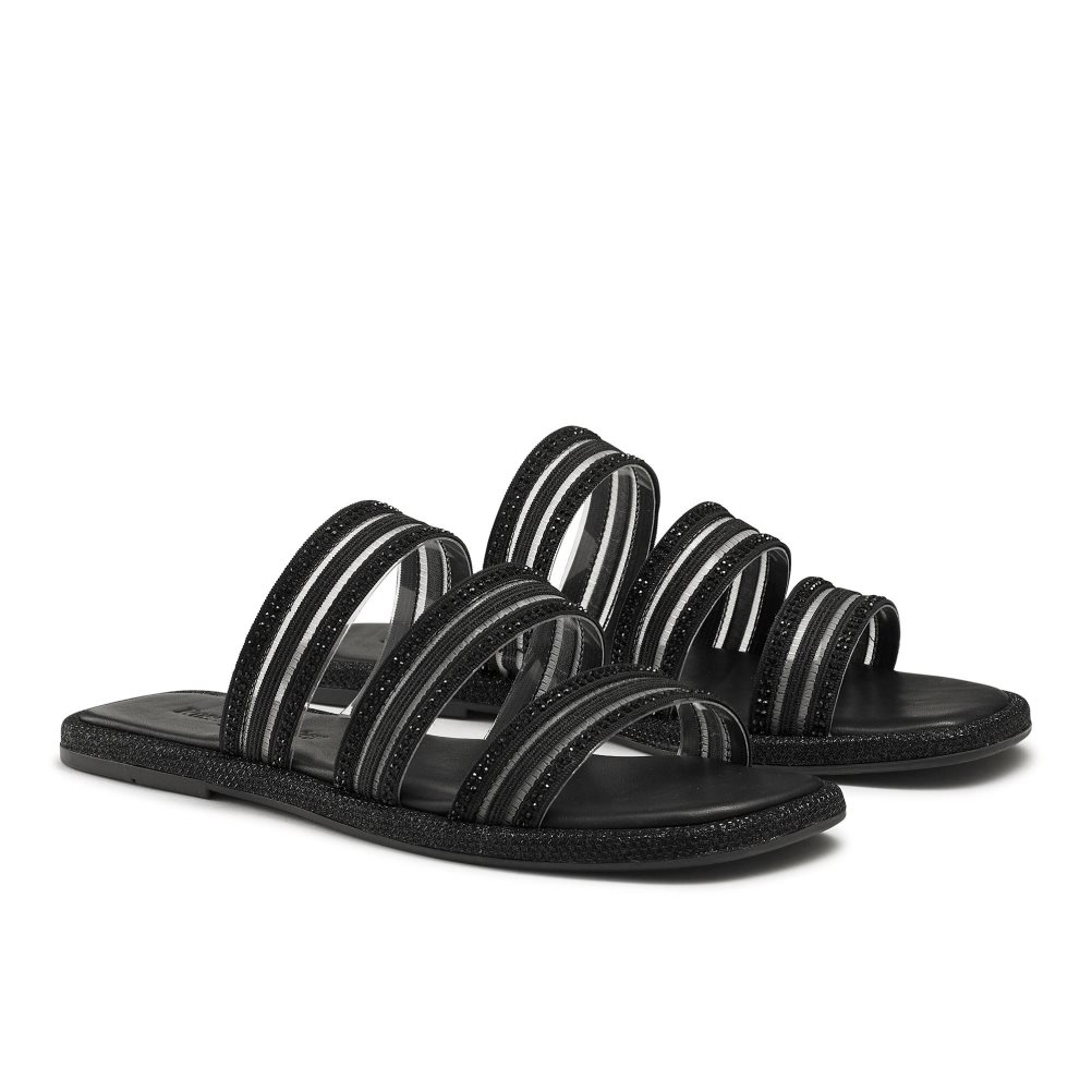 Russell & Bromley Cosmical Embellished Platta Sandaler Dam Svarta | LCKYG-0791
