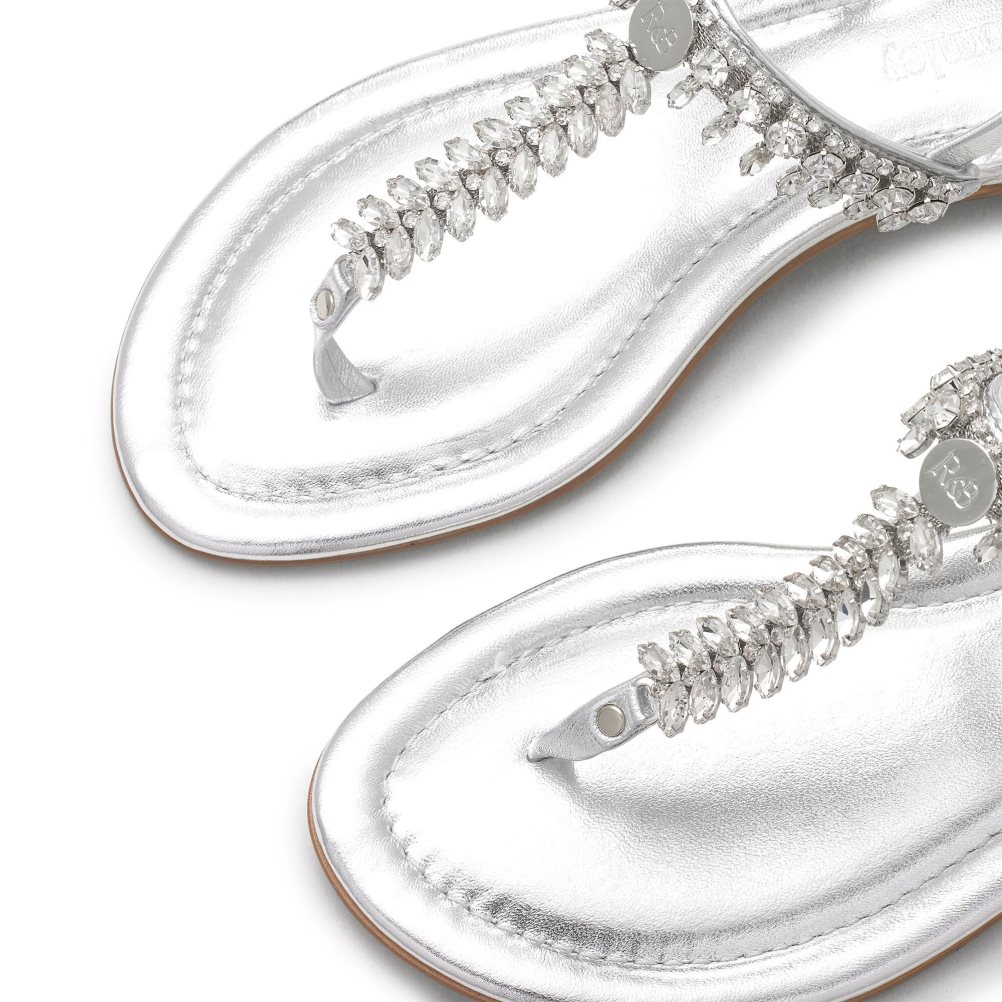 Russell & Bromley Crystal Embellished Platta Sandaler Dam Silver | FEGJZ-3894