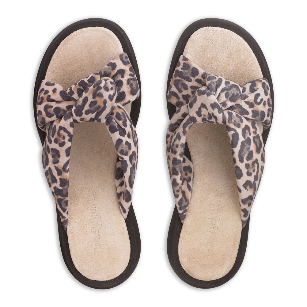 Russell & Bromley Dallas Knot Platta Sandaler Dam Leopard | CONSH-1238
