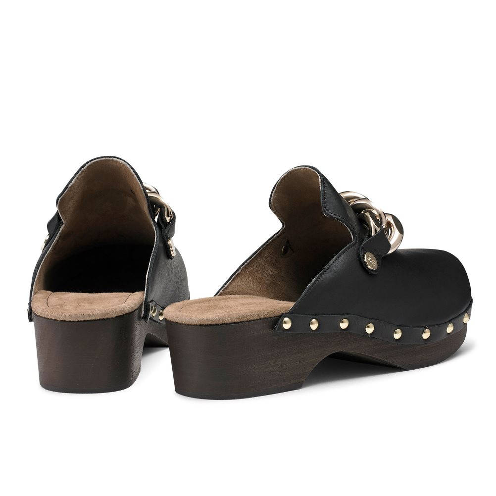 Russell & Bromley Dellabosco Chain Closed Tå Mules Skor Dam Svarta | WENFD-4925