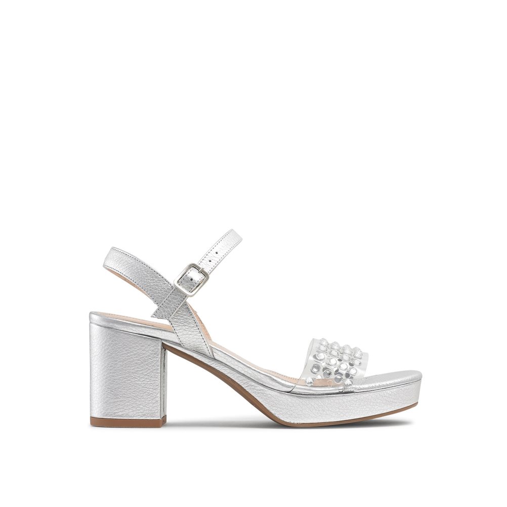 Russell & Bromley Discoqueen+ Platform Sandaler Klack Dam Silver | IWFND-8469